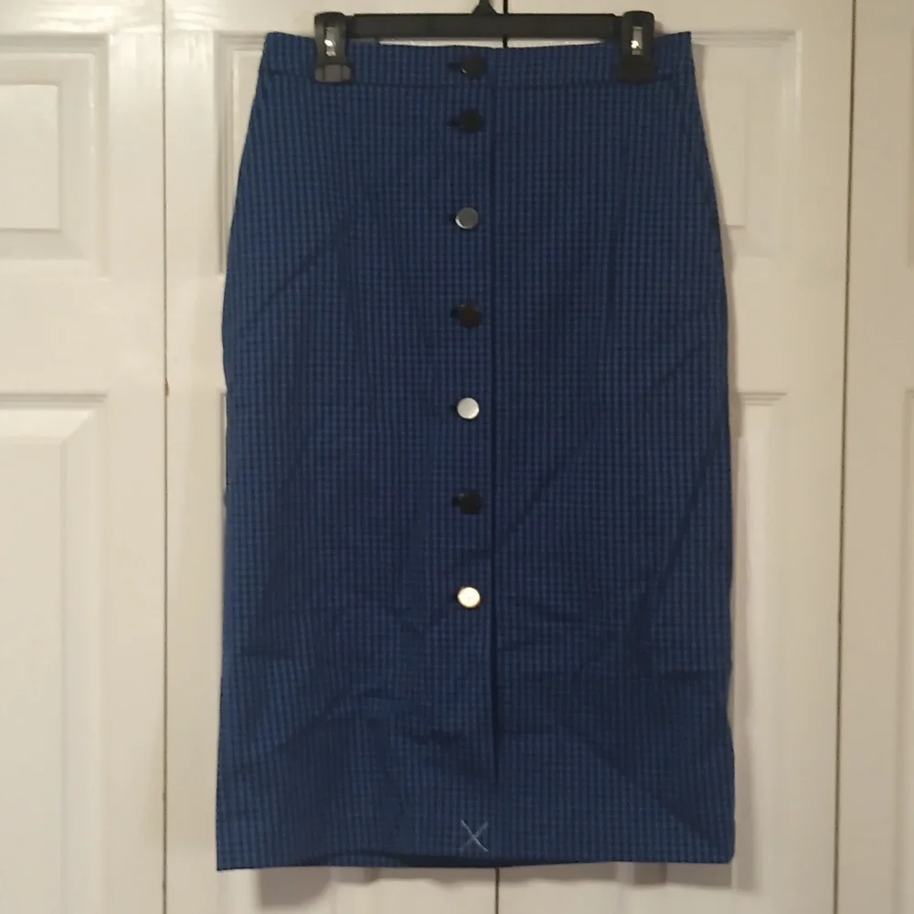 Club Monaco Gingham Pencil Skirt Blue And Black